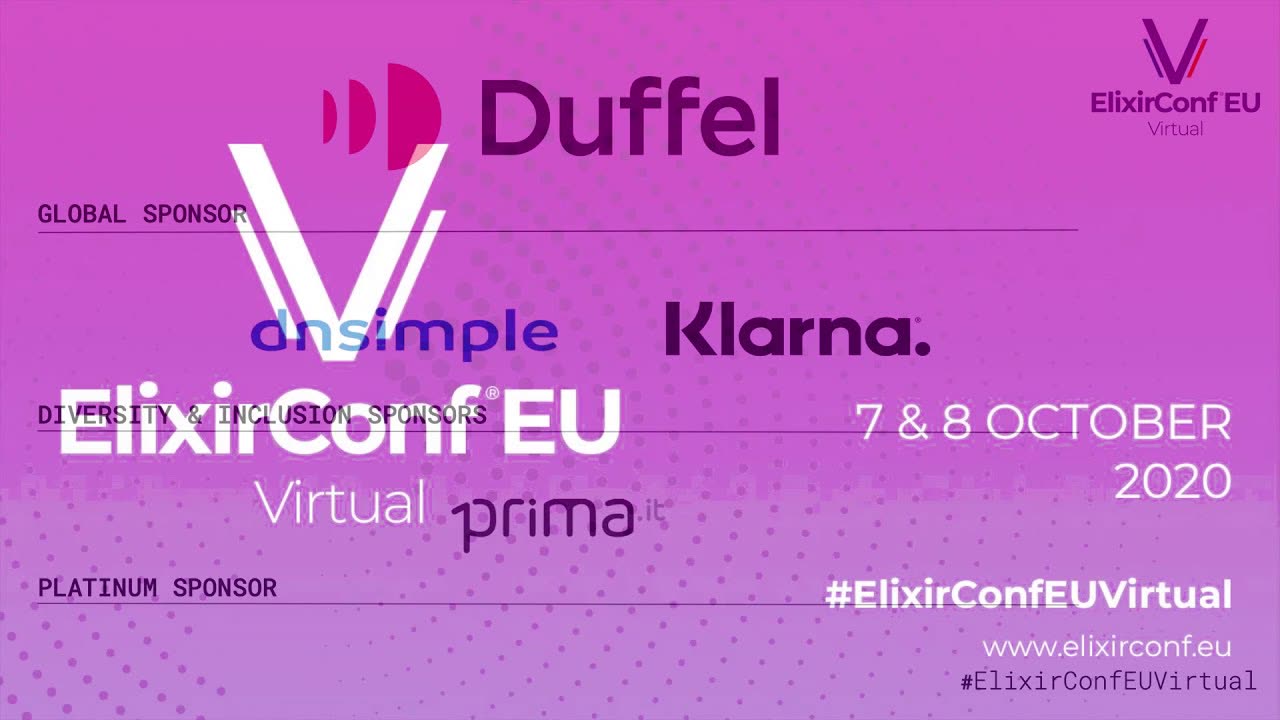 The ElixirConf EU Virtual title card showing 7 and 8 October 2020