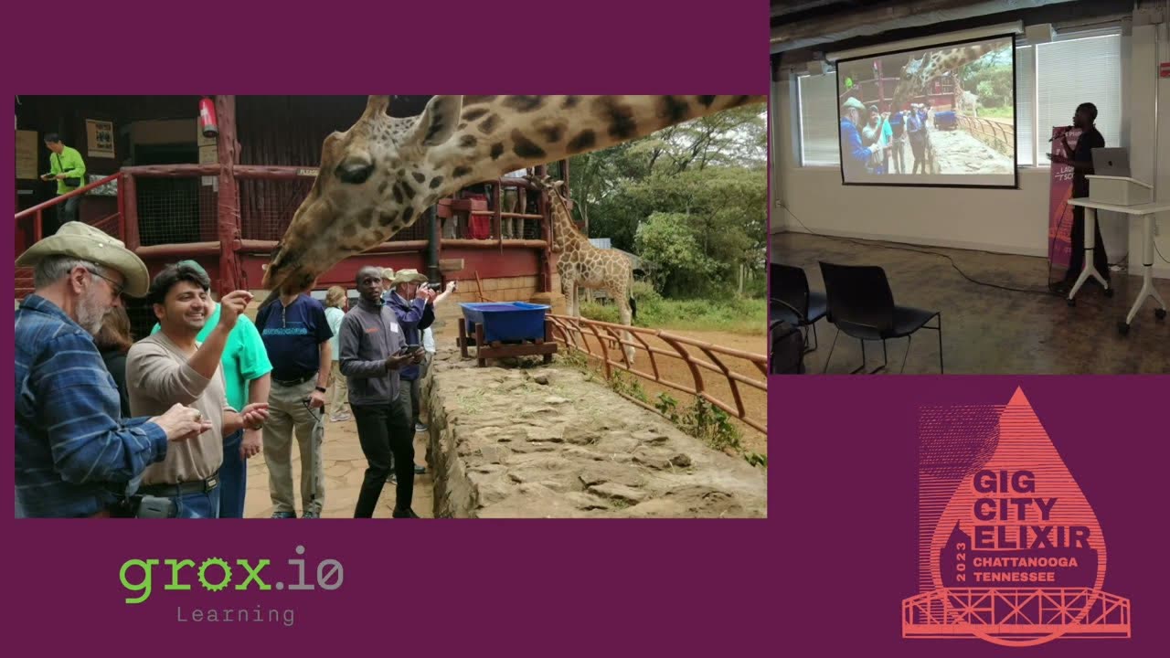 The giraffe centre slide closing the GigCity Elixir 2023 talk